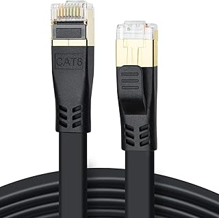 CAT 8 Ethernet cable, 1.83 m high speed 40 GBPS 2000 MHz Flat SFTP CAT8, LAN Gigabit network cable with RJ45 gold -plated connector for games, modem, router, computer (1.83 m/6 feet, black).. From daily deals to exclusive products — DIAYTAR Nigeria has you covered.