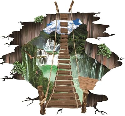Modern house decor, design of deep forest waterfall, PVC wooden hanging bridge, artistic wall sticker, decoration for living room, children's bedroom, bedroom, bathroom, bathroom.. Enjoy deals you can’t resist and delivery you can trust — DIAYTAR Nigeria.