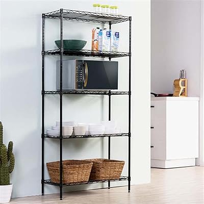 Rokuime storage shelves in adjustable metal wire, shelf for the house, bathroom, kitchen, office, warehouse, garage, 5 layers maximum, black (black).. DIAYTAR NIGERIA: Bringing quality products to every Nigerian home at prices everyone can afford.