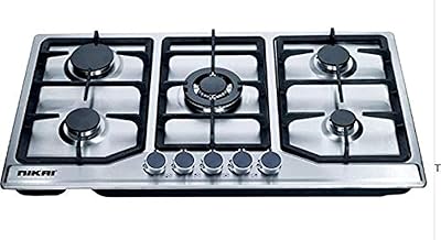 Nikai 5 -burners built -in gas stove with automatic ignition, 1 year warranty, NGH5005N - Stainless steel, Silver.. Unlock access to a wide range of products with DIAYTAR NIGERIA's affordable e-commerce platform.