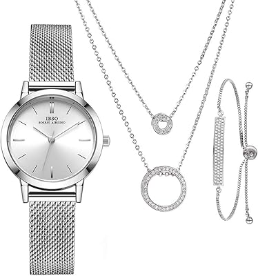 Quartz watch set for women for mother and wife necklace and bracelet.. Shop with purpose and save with DIAYTAR NIGERIA's extensive platform and nationwide delivery service.
