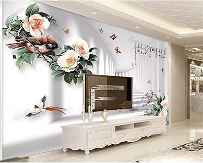 JJGL 3D wallpaper with flower and bird pattern, 3D TV bottom, 200 cm (L) x 140 cm (H).. Your daily needs delivered to your door — DIAYTAR Nigeria style.