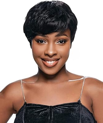 Phocas Short Human Hair Wigs Flutin Cut with bangs for women, superimposed corrugated black wigs, short human hair wigs in natural fashion, 1 unit.. Your complete shopping solution, DIAYTAR NIGERIA offers extensive choice with competitive prices and delivery.