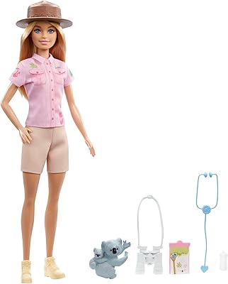 Barbie Animal World World (12 inch), Rolenous clothing and accessories: Koala and baby figurine, bottle, stethoscope, binoculars and clipboard, excellent toy gift for 3 years and more.. DIAYTAR NIGERIA: Bringing quality products to your doorstep at prices that won't break the bank.