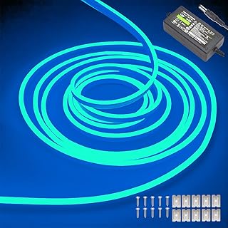 Flexible and waterproof neon light strip of 16.4 feet/5 m, 12 V, for the decoration of the bedroom and the outer room [with AC adapter] (glacier blue).. Your favorite online marketplace — DIAYTAR Nigeria delivers quick and cheap.