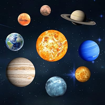 Realistic 3D bright wall sticker, nine planet solar system pattern wallpaper, shines in the dark, birthday gift for children boys girls (size l).. DIAYTAR NIGERIA: Where shopping dreams become reality with budget-friendly prices and prompt delivery.