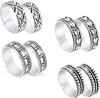 Oxidized German silver toe ring for women and girls from Yellow Chimes, set of 4 pairs.. DIAYTAR NIGERIA: Where every shopping need is fulfilled with affordable prices and nationwide shipping.