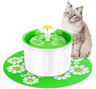 I-Winner Fountain with automatic electric water 1.6 l with floral motif for pets with corner design for dogs and cats, bowl + silicone carpet (green).. Experience budget-friendly shopping at DIAYTAR NIGERIA, Nigeria's premier online marketplace with quick delivery.