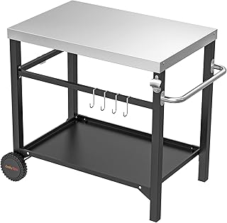 Only Fire Stainless Steel Mobile Dining Table, Multifunctional Cart on casters for outdoor and garden kitchen.. DIAYTAR NIGERIA delivers on every promise with our affordable prices and nationwide delivery service.