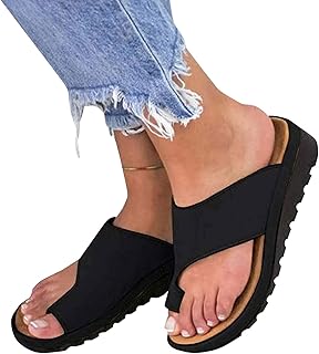 Corrective sandals of unisex onions, comfortable shoes with flat leather sole for women, large toe corrective sandals with support from the vault, black, 7.5.. DIAYTAR NIGERIA: Where shopping is easy, prices are low, and delivery is just days away.