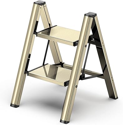 Folding scale stool with 2 levels with large robust and non-slip pedal, light and portable aluminum stool for adults, multi-use domestic cuisine, gold, 330 lb.. Discover the convenience of DIAYTAR NIGERIA's vast product range delivered affordably in 5-8 days.