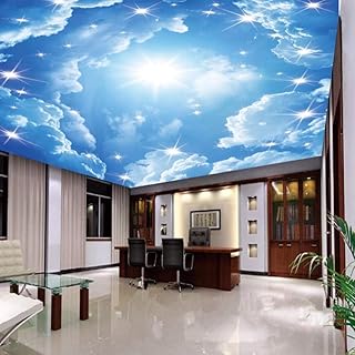 3D ceiling wallpaper with blue sky and clouds for house decoration, 300 x 210 cm.. DIAYTAR NIGERIA delivers more than expected with our extensive catalog and 5-8 day delivery service.