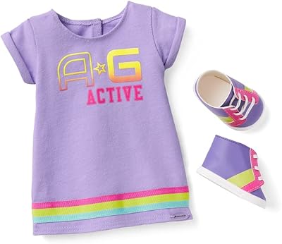 American Girl Truly Me Sports Side Outfit for 18 -inch dolls with Purple Print Dress.. Wide range, low cost, fast delivery — that’s DIAYTAR Nigeria.