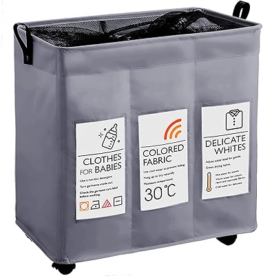 Arnis linen basket with 3 clothing bags of clothing, large capacity laundry organizer 130 liters with casters, gray.. DIAYTAR NIGERIA: Bringing affordable shopping solutions with a diverse product catalog delivered nationwide.