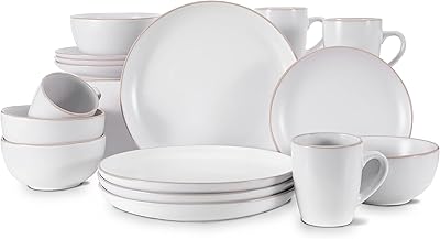 Boboim table service, 16 round pieces of quality white sandstone A for 4 people, bowls and kitchen plates with cups, white tableware service.. E-commerce made for Nigeria — fast delivery and low prices at DIAYTAR.