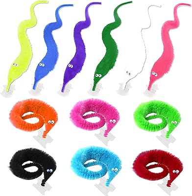 Set of toy for magic cats, gift for children's party, 12 pieces of colorful worms with invisible string for party gifts for children and cats (several colors matching random).. Buy better with DIAYTAR Nigeria — the ultimate e-commerce platform in Nigeria.