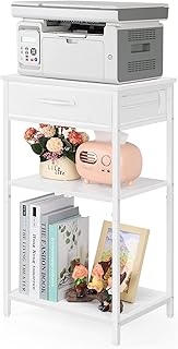 White printer support at 3 levels Atelly for home office with storage drawer, small multifunction table for printer, fax and scanner, white.. DIAYTAR NIGERIA brings affordable shopping to every Nigerian home with delivery in just 5-8 days.