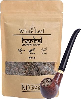 Smoking mixture without tobacco or nicotine with white leaves with smoking mixture based on 100 % natural plants, 1 packet (3.5 oz/100 g) with wooden pipe.. Shop local, shop fast — DIAYTAR Nigeria delivers across the country.