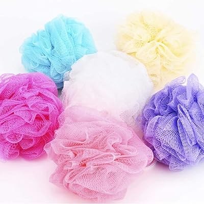 Set of 5 soft bath sponges for body exfoliation - mesh balls - random color.. DIAYTAR Nigeria: Great value, fast delivery, and endless options.