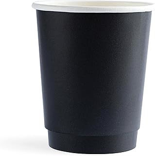 Robust double -walled paper cup of 8 ounce bone, all black (50).. DIAYTAR NIGERIA: Where every shopping need is met with affordable prices and timely delivery.