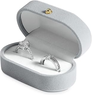 Whislist double velvet rings box for wedding - elegant luggage carrier for her and her, rustic style, design Mr & mrs (double rings box, light gray).. Get what you need, when you need it — DIAYTAR Nigeria delivers fast.