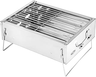 Barbecue support with grill, RF10361 - Durable construction in stainless steel, portable foldable charcoal grill for outdoor picnics, garden, porch, campsite.. DIAYTAR NIGERIA: Making quality products accessible to all Nigerians at affordable prices.