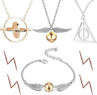 4pccs Harry Potter necklace and bracelet with charms necklace for gift boxes of Harry fans, one size, metal, without precious stones.. Shop smart and save with DIAYTAR NIGERIA's extensive product range and 5-8 day delivery guarantee.