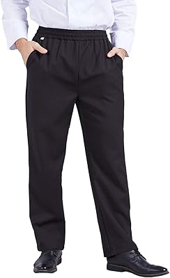 Unisex black kitchen pants for hotel/kitchen with elastic waist CFM2008.. Experience the joy of convenient shopping with DIAYTAR NIGERIA's vast selection and quick delivery service.