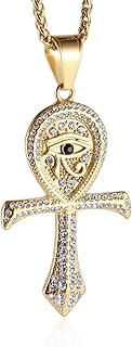 Hzman Cz Horus Egypt Women Coptic Protection Ankh Religious Pendant in Stainless Stainless Steel, Cubic Zirconia.. DIAYTAR NIGERIA brings the marketplace home to you with affordable prices and delivery in 5-8 days.