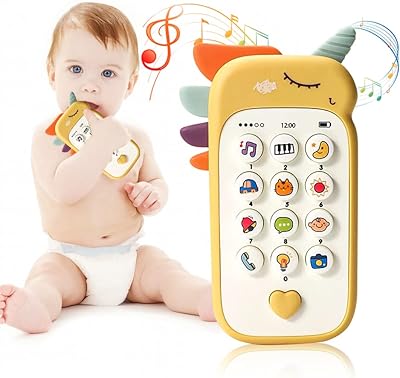 Baby unicorn mobile phone toy with removable teething case, lighting, music and adjustable volume, false telephone for children and toddlers, preschool birthday gift for girl and boy 18 months and more (yellow).. Discover endless possibilities with DIAYTAR NIGERIA's comprehensive selection and reliable shipping.