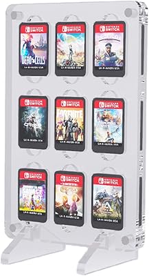 Gaming card case for Nintendo Switch, 9 transparent acrylic crystal locations, magnetic cassette game storage tray, protects the card and legs of the support.. DIAYTAR NIGERIA brings retail convenience to your screen with affordable prices and dependable shipping.