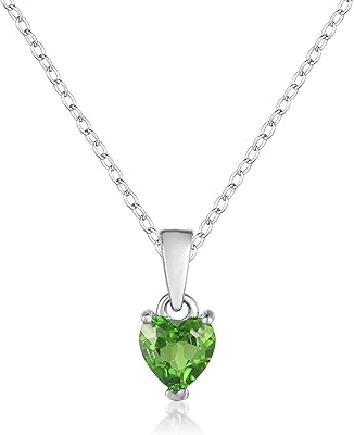 Heart necklace with colorful precious stones in pink gold and silver sterling | Heart necklace with birth stone.. Shop with ease at DIAYTAR NIGERIA and enjoy our extensive product range delivered at affordable rates.