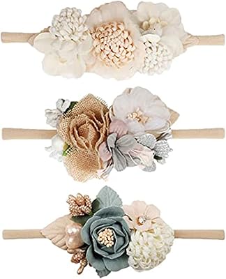 Set of Castowave floral bands for baby girls, nylon strips for baby girls, elastic hair with flower and nodes for newborn hair, pack of 3 (big-1).. Experience budget-friendly shopping at DIAYTAR NIGERIA, Nigeria's premier online marketplace with quick delivery.