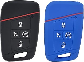 Lemsa 2 pieces in silicone 4 buttons for intelligent remote key, key bag without key compatible with VW Volkswagen Tiguan Atlas Jetta Passat Golf Alltrack Push Start 2021 2020 2019, Black Blue.. Click, pay, receive — DIAYTAR Nigeria makes online shopping seamless.