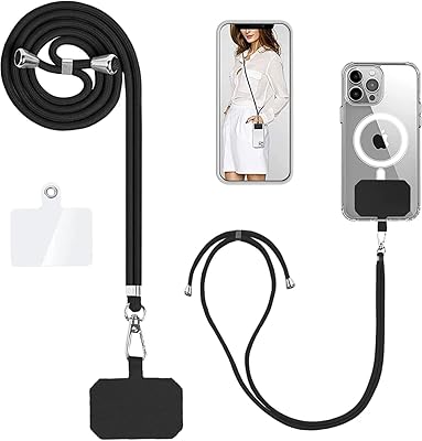 Telephone strip, nylon neck strip, strap, strap, keychain, strap adjustable for women for iPhone, galaxy and most smartphones (black).. Shop with intention at DIAYTAR NIGERIA, offering thousands of products at budget-friendly prices.