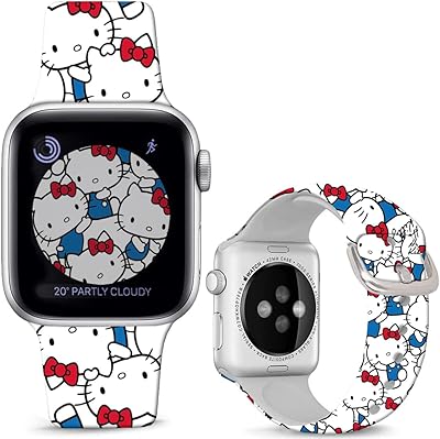 Compatible with Apple Watch Hello Kitty Sweet Blue Band 38 mm, 40 mm, 41 mm, Soft silicone strap, cute and fun cartoon design, compatible with iwatch seals 8 7 6 5 4 3 2 1 for children girls and women, without stones.. DIAYTAR NIGERIA connects Nigerians with quality products at affordable prices, delivered in 5-8 days nationwide.