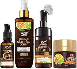 Wow Skin Science Ultimate Vitamin C Facial Kit - includes a cleaning brush for the Vitamin C face, a tonic mist, a face serum and a face cream - 430 ml.. DIAYTAR NIGERIA: Empowering Nigerians with access to affordable products delivered within 8 days.