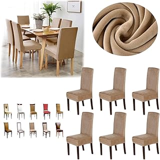 AM AM Dining room chair in stretch velvet for dining room, set of 4/6 Parson chair covers, Parson chair covers, dining chair covers, soft and thick velvet fabric washable (sand, 6 pieces).. DIAYTAR NIGERIA: Making online shopping accessible to all Nigerians with our affordable platform.