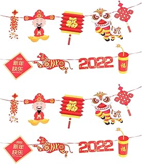 Chinese New Year Decorations 2022: 4 rooms, wall decoration for spring festival, tiger year, hanging banner, ornaments, supplies for Chinese New Year Day gifts.. Experience convenient online shopping on DIAYTAR Nigeria — wide selection and affordable delivery.