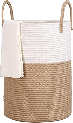 Beauty basket with handles, woven cotton rope basket to store towels, blankets and toys.. DIAYTAR NIGERIA: Where quality meets affordability, with thousands of products delivered in less than 8 days.