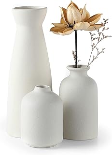 Set of white ceramic vases - 3 small flower vases for decoration, modern bohemian farm decoration, contemporary interior decoration, pampe grass decorative vase, ideas shelf, table, library, decoration.. Experience the ease of one-stop shopping with DIAYTAR NIGERIA's diverse catalog and nationwide delivery.