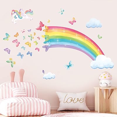 Mile rainbow wall stickers, unicorn, butterflies, clouds, wall stickers for children, girls, bedroom, living room, living room.. DIAYTAR Nigeria combines variety, affordability, and speed — making your online shopping experience not only enjoyable but also cost-effective.
