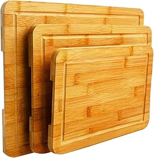 Classic wooden cutting board, set of 3 - Bamboo cutting board with juice groove in 3 sizes to cut meat cut - robust service tray.. DIAYTAR NIGERIA delivers on every promise with our affordable prices and nationwide delivery service.