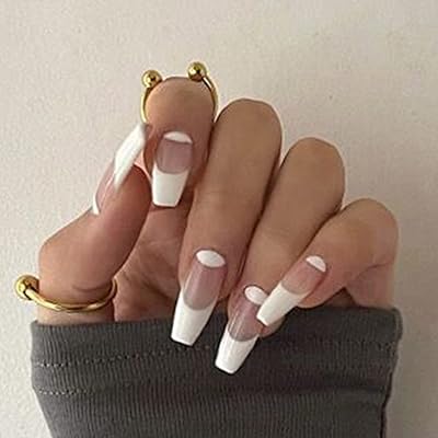 False nails to press Fullsty french shiny pink box long white coverage white for women.. Shop with confidence at DIAYTAR NIGERIA, enjoying competitive prices and delivery within 8 days.