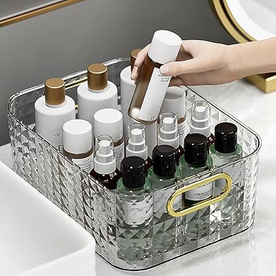 Fikihtim usable storage box with thick handle, storage organizer for cosmetics and bathroom jewelry, kitchen, desk (transparent).. Get top brands at bottom prices, only on DIAYTAR Nigeria.