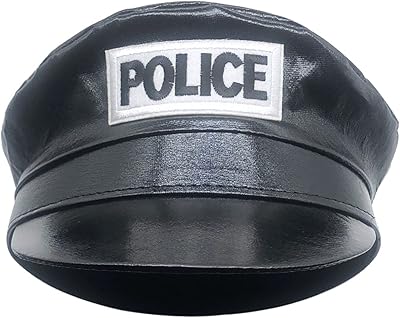 Dzrige leather police cap, officer hat, costume accessories for show on stage, Halloween party (black).. Discover shopping reimagined with DIAYTAR NIGERIA's extensive catalog and 5-8 day delivery service.