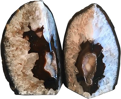 Géode Black AMOISTON Agate Bunters, Robust decorative book support with small rubber bumpers (1 pair, 2-3 pounds).. Shop with ease at DIAYTAR NIGERIA and enjoy our extensive product range delivered at affordable rates.