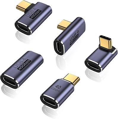 USB C 5 room adapter, high and bottom, medial and side -angle side curvature of 90 degrees, standard female c male C male, USB connector type C female to laptop, tablet and phones.. Your trusted marketplace, DIAYTAR NIGERIA offers extensive variety with delivery within 8 days.
