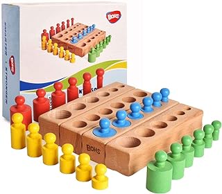 Bohes mini cylinder Montessori with 6 handles with handle - 6.7 inches - colorful wooden toy for the house - set of 4 - 2.5 years and over.. DIAYTAR NIGERIA: Nigeria's answer to affordable online shopping with reliable 5-8 day delivery guarantee.