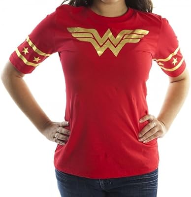 Wonder Woman Youth red t-shirt with striped sleeves and gold leaves, red.. Discover the convenience of DIAYTAR NIGERIA's vast e-commerce platform with delivery in just 5-8 days.